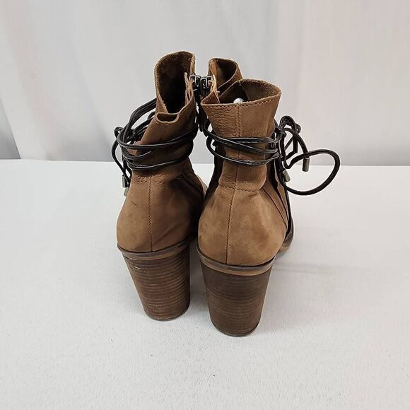 Franco Sarto Women's Size 7.5M Edaline Brown Leather Wrap Around Ankle Booties B - Picture 5 of 13